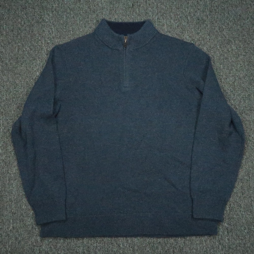Pendleton Sweater Men Extra‎ Large Blue Washable Wool Quarter Zip Long Sleeve